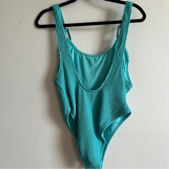 Aerie Sz L Blue Cheekiest Shimmery One Piece Swimsuit - Picture 8 of 8